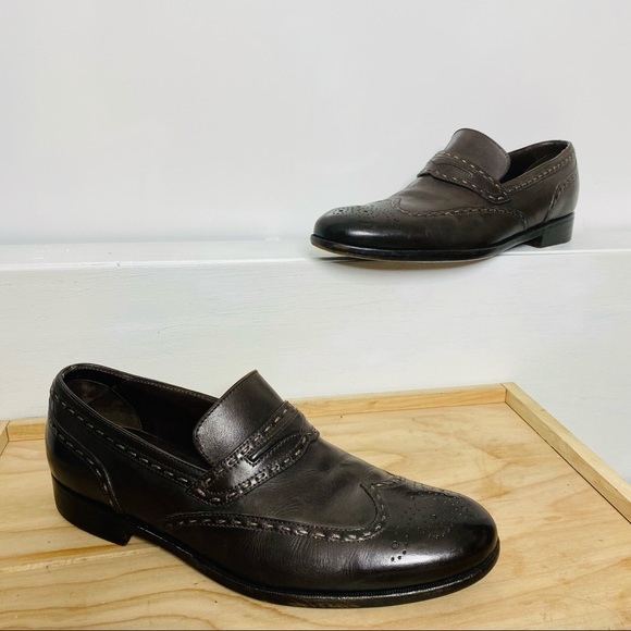 Bottega Veneta Brown Wingtip Oxford Loafers Leather Size 9 main image 8
